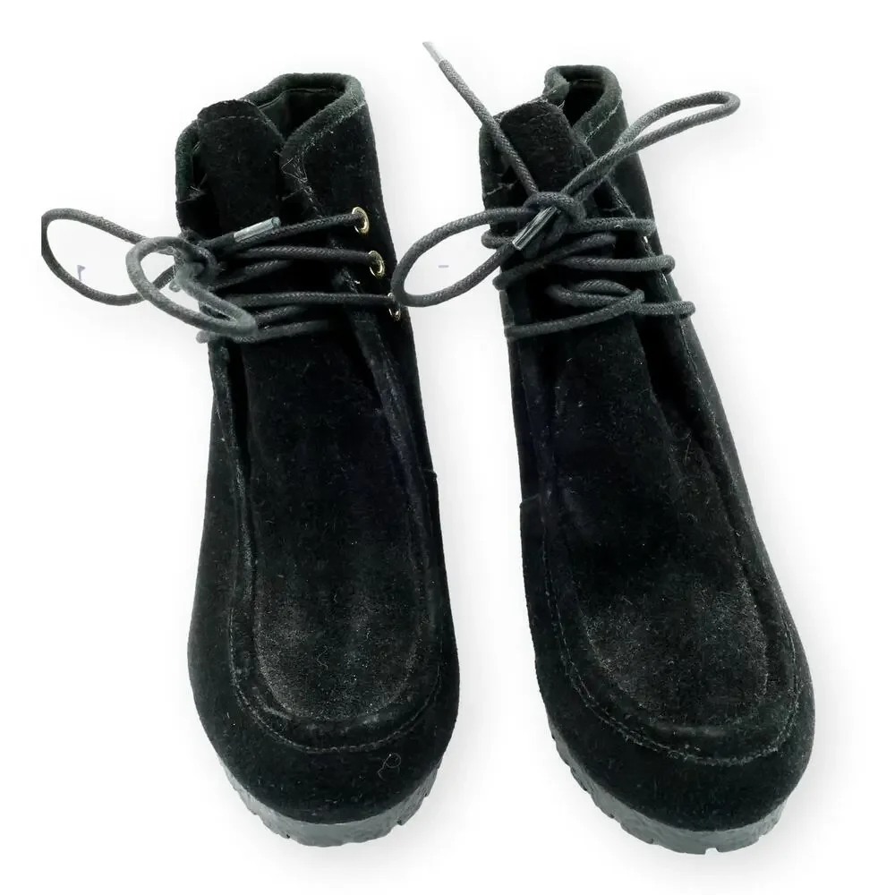 Michael Kors Womens Rory Black Suede Wedge Booties 8M